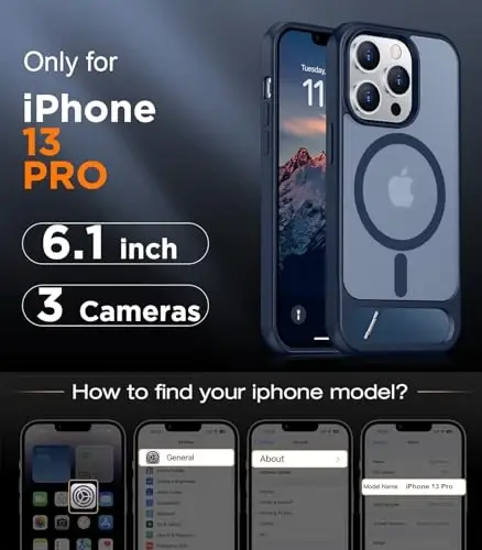 Temdan Magnetic Compatible with iPhone 13 Pro Case, [Built-in Invisible Kickstand][Compatible with MagSafe] [Military Grade Shockproof] Slim Translucent Matte Phone Case for iPhone 13 Pro 6.1