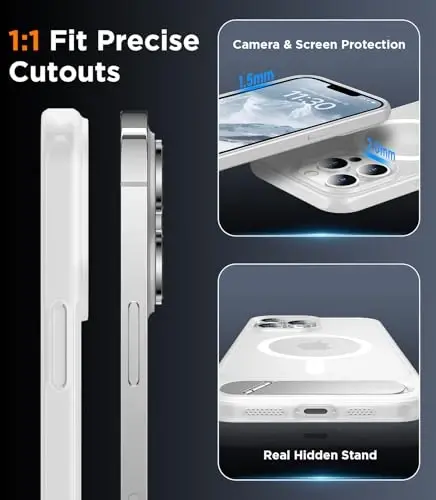 Temdan Magnetic Compatible with iPhone 13 Pro Case, [Built-in Invisible Kickstand][Compatible with MagSafe] [Military Grade Shockproof] Slim Translucent Matte Phone Case for iPhone 13 Pro 6.1
