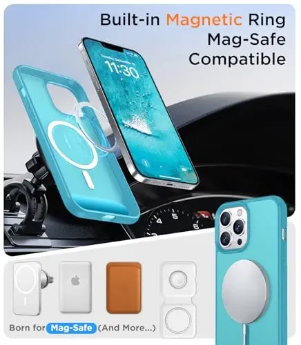 Temdan Magnetic Compatible with iPhone 13 Pro Max Case, [Built-in Invisible Kickstand][Compatible with MagSafe] [Military Grade Shockproof] Slim Translucent Matte Phone Case for iPhone 13 Pro Max 6.7