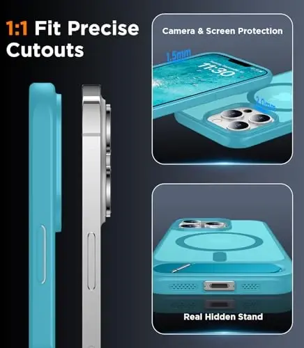 Temdan Magnetic Compatible with iPhone 13 Pro Max Case, [Built-in Invisible Kickstand][Compatible with MagSafe] [Military Grade Shockproof] Slim Translucent Matte Phone Case for iPhone 13 Pro Max 6.7