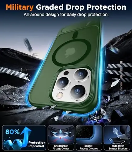 Temdan Magnetic Compatible with iPhone 13 Pro Max Case, [Built-in Invisible Kickstand][Compatible with MagSafe] [Military Grade Shockproof] Slim Translucent Matte Phone Case for iPhone 13 Pro Max 6.7