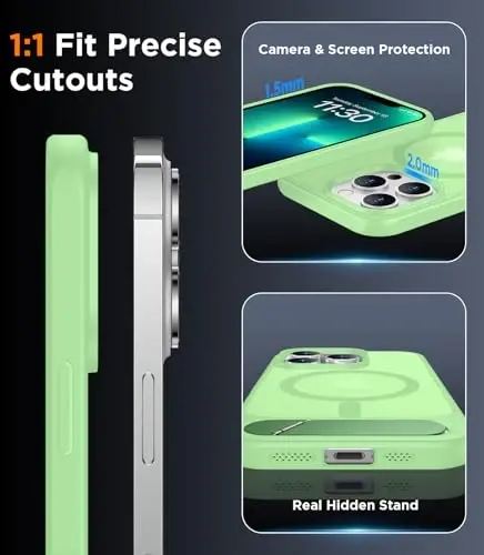 Temdan Magnetic Compatible with iPhone 13 Pro Max Case, [Built-in Invisible Kickstand][Compatible with MagSafe][Military Grade Shockproof] Slim Translucent Matte Phone Case for iPhone 13 Pro Max 6.7