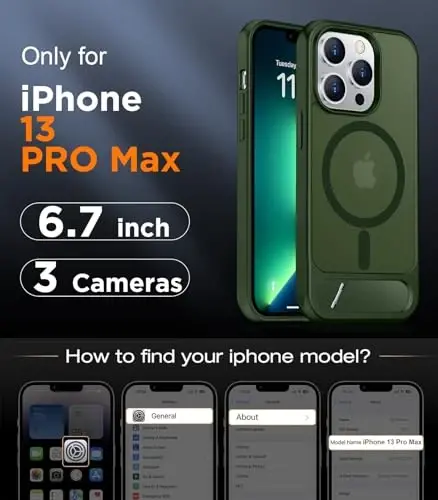 Temdan Magnetic Compatible with iPhone 13 Pro Max Case, [Built-in Invisible Kickstand][Compatible with MagSafe][Military Grade Shockproof] Slim Translucent Matte Phone Case for iPhone 13 Pro Max 6.7