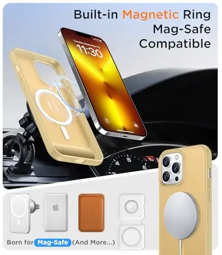 Temdan Magnetic Compatible with iPhone 13 Pro Max Case, [Built-in Invisible Kickstand][Compatible with MagSafe][Military Grade Shockproof] Slim Translucent Matte Phone Case for iPhone 13 Pro Max 6.7