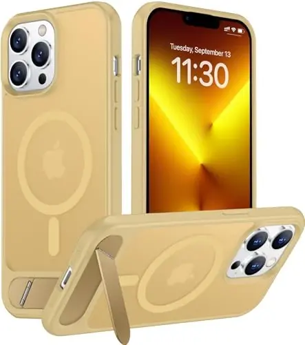 Temdan Magnetic Compatible with iPhone 13 Pro Max Case, [Built-in Invisible Kickstand][Compatible with MagSafe][Military Grade Shockproof] Slim Translucent Matte Phone Case for iPhone 13 Pro Max 6.7