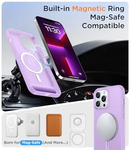 Temdan Magnetic Compatible with iPhone 13 Pro Max Case, [Built-in Invisible Kickstand][Compatible with MagSafe][Military Grade Shockproof] Slim Translucent Matte Phone Case for iPhone 13 Pro Max 6.7