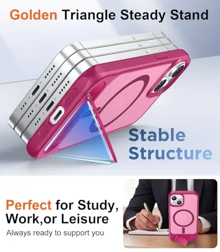 Temdan Magnetic Compatible with iPhone 14 Case/iPhone 13 Case,[Built-in Invisible Kickstand][Compatible with MagSafe][Military Grade Shockproof] Slim Translucent Matte Phone Case for iPhone 14/13 6.1