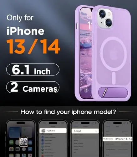 Temdan Magnetic Compatible with iPhone 14 Case/iPhone 13 Case,[Built-in Invisible Kickstand][Compatible with MagSafe][Military Grade Shockproof] Slim Translucent Matte Phone Case for iPhone 14/13 6.1
