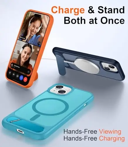 Temdan Magnetic Compatible with iPhone 14 Case/iPhone 13 Case,[Built-in Invisible Kickstand][Compatible with MagSafe][Military Grade Shockproof] Slim Translucent Matte Phone Case for iPhone 14/13 6.1