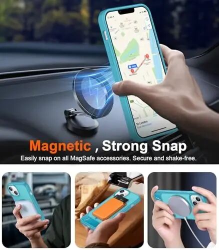 Temdan Magnetic Compatible with iPhone 14 Case/iPhone 13 Case,[Built-in Invisible Kickstand][Compatible with MagSafe][Military Grade Shockproof] Slim Translucent Matte Phone Case for iPhone 14/13 6.1