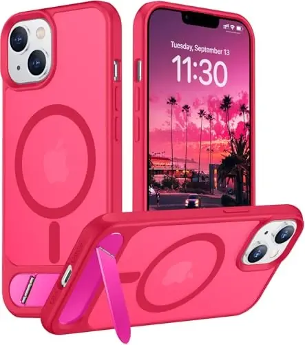 Temdan Magnetic Compatible with iPhone 14 Case/iPhone 13 Case,[Built-in Invisible Kickstand][Compatible with MagSafe][Military Grade Shockproof] Slim Translucent Matte Phone Case for iPhone 14/13 6.1