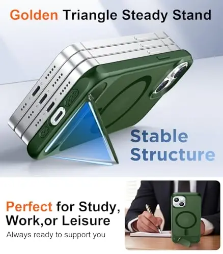 Temdan Magnetic Compatible with iPhone 14 Case/iPhone 13 Case,[Built-in Invisible Kickstand][Compatible with MagSafe][Military Grade Shockproof] Slim Translucent Matte Phone Case for iPhone 14/13 6.1