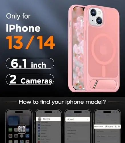 Temdan Magnetic Compatible with iPhone 14 Case/iPhone 13 Case,[Built-in Invisible Kickstand][Compatible with MagSafe][Military Grade Shockproof] Slim Translucent Matte Phone Case for iPhone 14/13 6.1