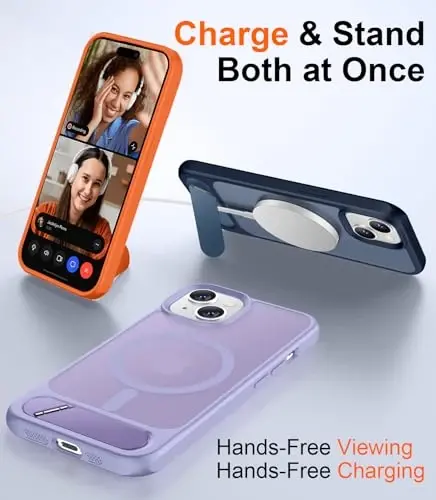 Temdan Magnetic Compatible with iPhone 14 Case/iPhone 13 Case,[Built-in Invisible Kickstand][Compatible with MagSafe][Military Grade Shockproof] Slim Translucent Matte Phone Case for iPhone 14/13 6.1
