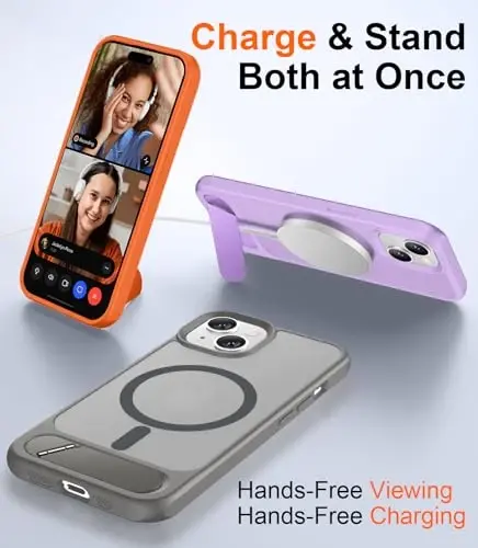 Temdan Magnetic Compatible with iPhone 14 Case/iPhone 13 Case,[Built-in Invisible Kickstand][Compatible with MagSafe][Military Grade Shockproof] Slim Translucent Matte Phone Case for iPhone 14/13 6.1