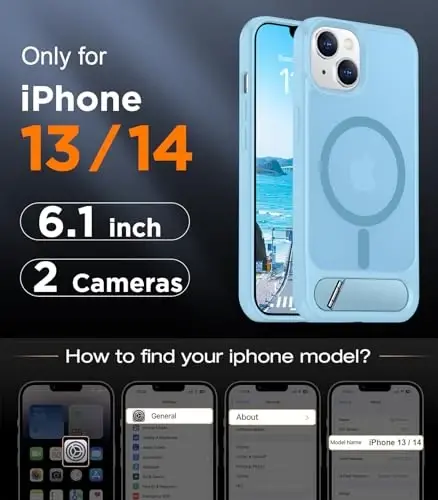 Temdan Magnetic Compatible with iPhone 14 Case/iPhone 13 Case,[Built-in Invisible Kickstand][Compatible with MagSafe][Military Grade Shockproof] Slim Translucent Matte Phone Case for iPhone 14/13 6.1