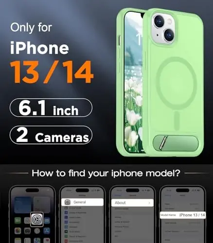 Temdan Magnetic Compatible with iPhone 14 Case/iPhone 13 Case,[Built-in Invisible Kickstand][Compatible with MagSafe][Military Grade Shockproof] Slim Translucent Matte Phone Case for iPhone 14/13 6.1