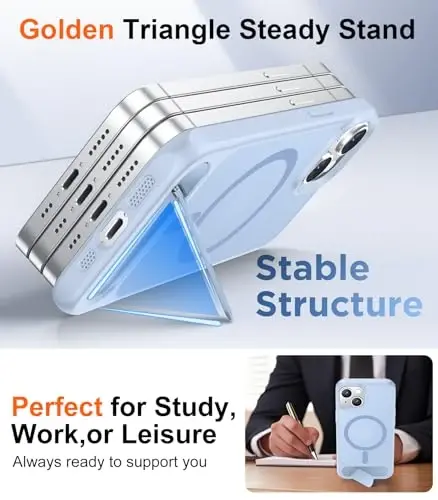 Temdan Magnetic Compatible with iPhone 14 Case/iPhone 13 Case,[Built-in Invisible Kickstand][Compatible with MagSafe][Military Grade Shockproof] Slim Translucent Matte Phone Case for iPhone 14/13 6.1