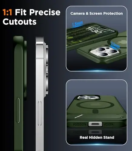 Temdan Magnetic Compatible with iPhone 14 Pro Case, [Built-in Invisible Kickstand][Compatible with MagSafe] [Military Grade Shockproof] Slim Translucent Matte Phone Case for iPhone 14 Pro 6.1