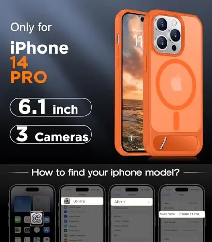 Temdan Magnetic Compatible with iPhone 14 Pro Case, [Built-in Invisible Kickstand][Compatible with MagSafe] [Military Grade Shockproof] Slim Translucent Matte Phone Case for iPhone 14 Pro 6.1