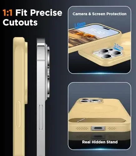 Temdan Magnetic Compatible with iPhone 14 Pro Case, [Built-in Invisible Kickstand][Compatible with MagSafe] [Military Grade Shockproof] Slim Translucent Matte Phone Case for iPhone 14 Pro 6.1