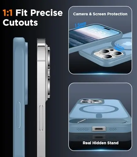 Temdan Magnetic Compatible with iPhone 14 Pro Case, [Built-in Invisible Kickstand][Compatible with MagSafe] [Military Grade Shockproof] Slim Translucent Matte Phone Case for iPhone 14 Pro 6.1