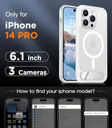Temdan Magnetic Compatible with iPhone 14 Pro Case, [Built-in Invisible Kickstand][Compatible with MagSafe] [Military Grade Shockproof] Slim Translucent Matte Phone Case for iPhone 14 Pro 6.1