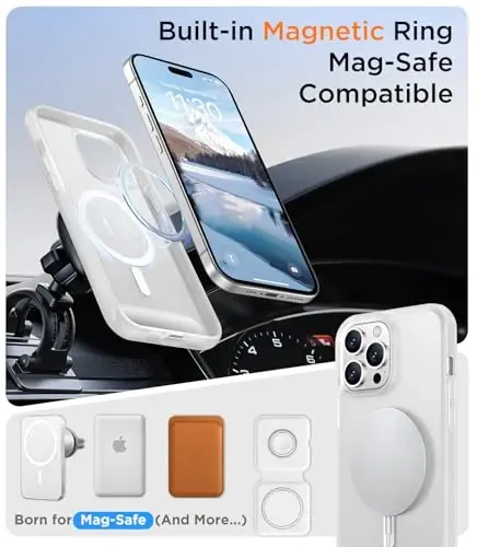 Temdan Magnetic Compatible with iPhone 14 Pro Case, [Built-in Invisible Kickstand][Compatible with MagSafe] [Military Grade Shockproof] Slim Translucent Matte Phone Case for iPhone 14 Pro 6.1