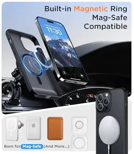 Temdan Magnetic Compatible with iPhone 14 Pro Case, [Built-in Invisible Kickstand][Compatible with MagSafe] [Military Grade Shockproof] Slim Translucent Matte Phone Case for iPhone 14 Pro 6.1