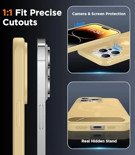 Temdan Magnetic Compatible with iPhone 14 Pro Max Case, [Built-in Invisible Kickstand][Compatible with MagSafe] [Military Grade Shockproof] Slim Translucent Matte Phone Case for iPhone 14 Pro Max 6.7
