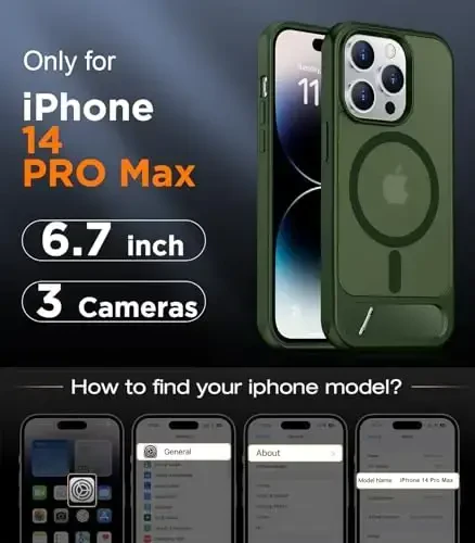 Temdan Magnetic Compatible with iPhone 14 Pro Max Case, [Built-in Invisible Kickstand][Compatible with MagSafe] [Military Grade Shockproof] Slim Translucent Matte Phone Case for iPhone 14 Pro Max 6.7