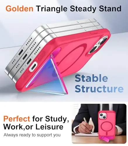 Temdan Magnetic Compatible with iPhone 15 Case, [Built-in Invisible Kickstand][Compatible with MagSafe] [Military Grade Shockproof] Slim Translucent Matte Phone Case for iPhone 15 6.1