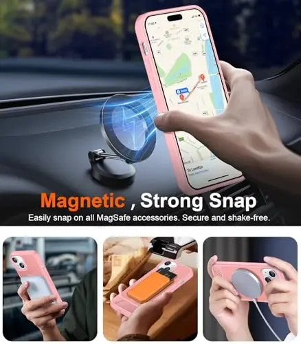 Temdan Magnetic Compatible with iPhone 15 Plus Case & iPhone 14 Plus Case, [Built-in Invisible Kickstand][Compatible with MagSafe][Military Grade Shockproof] Slim Translucent Matte Phone Case 6.7