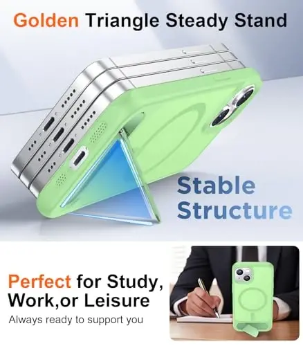 Temdan Magnetic Compatible with iPhone 15 Plus Case & iPhone 14 Plus Case, [Built-in Invisible Kickstand][Compatible with MagSafe][Military Grade Shockproof] Slim Translucent Matte Phone Case 6.7