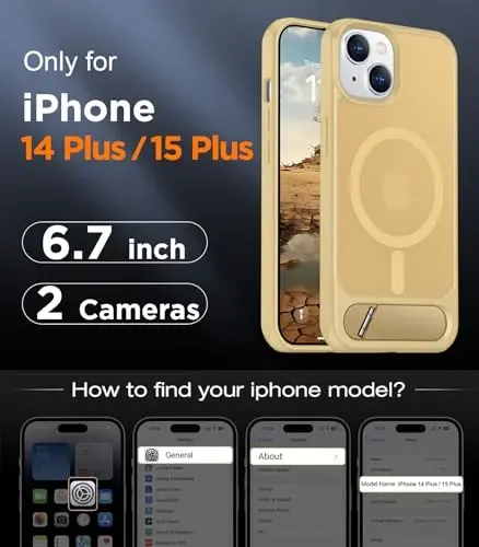 Temdan Magnetic Compatible with iPhone 15 Plus Case & iPhone 14 Plus Case, [Built-in Invisible Kickstand][Compatible with MagSafe][Military Grade Shockproof] Slim Translucent Matte Phone Case 6.7