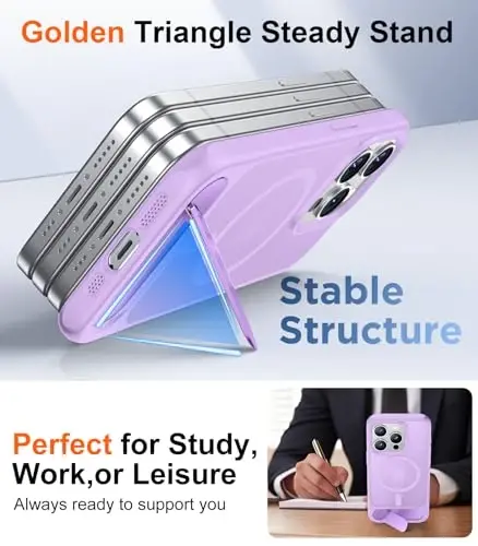 Temdan Magnetic Compatible with iPhone 15 Pro Case, [Built-in Invisible Kickstand][Compatible with MagSafe][Military Grade Shockproof] Slim Translucent Matte Phone Case for iPhone 15 Pro 6.1