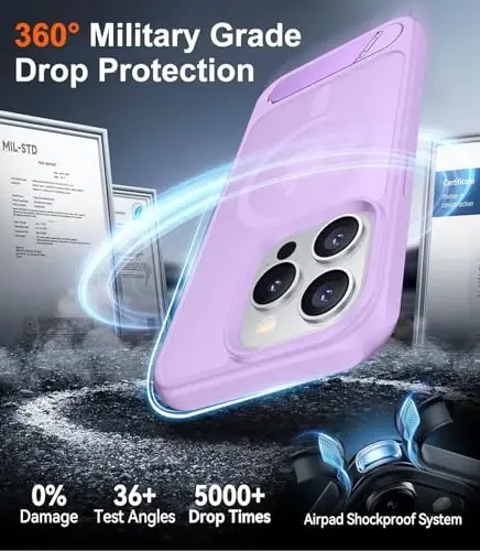 Temdan Magnetic Compatible with iPhone 15 Pro Case, [Built-in Invisible Kickstand][Compatible with MagSafe][Military Grade Shockproof] Slim Translucent Matte Phone Case for iPhone 15 Pro 6.1