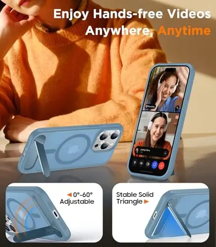 Temdan Magnetic Compatible with iPhone 15 Pro Max Case, [Built-in Invisible Kickstand][Compatible with MagSafe][Military Grade Shockproof] Slim Translucent Matte Phone Case for iPhone 15 Pro Max 6.7