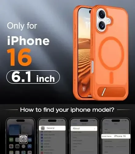 Temdan Magnetic Compatible with iPhone 16 Case, [Built-in Invisible Kickstand][Compatible with MagSafe][Military Grade Shockproof] Slim Translucent Matte Phone Case for iPhone 16 6.1