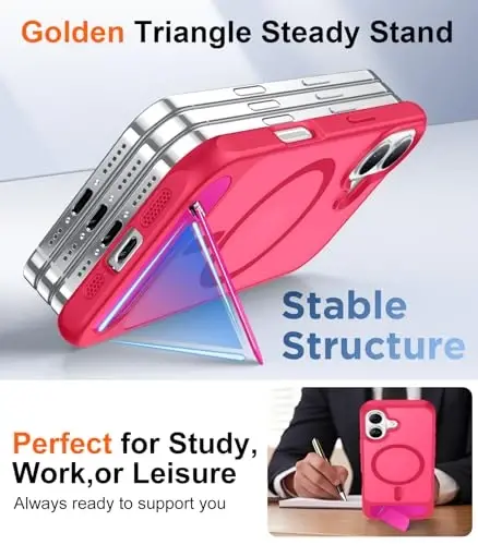 Temdan Magnetic Compatible with iPhone 16 Case, [Built-in Invisible Kickstand][Compatible with MagSafe][Military Grade Shockproof] Slim Translucent Matte Phone Case for iPhone 16 6.1
