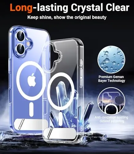 Temdan Magnetic Compatible with iPhone 16 Plus Case, [Built-in Invisible Kickstand][Compatible with MagSafe] [Military Grade Shockproof] Slim Thin Phone Case for iPhone 16 Plus 6.7