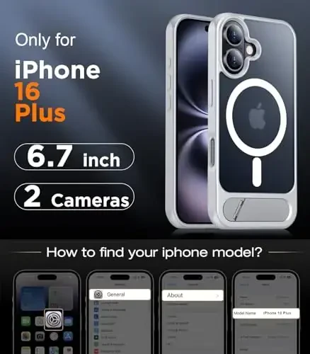 Temdan Magnetic Compatible with iPhone 16 Plus Case, [Built-in Invisible Kickstand][Compatible with MagSafe] [Military Grade Shockproof] Slim Translucent Matte Phone Case for iPhone 16 Plus 6.7