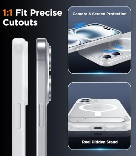 Temdan Magnetic Compatible with iPhone 16 Plus Case, [Built-in Invisible Kickstand][Compatible with MagSafe][Military Grade Shockproof] Slim Translucent Matte Phone Case for iPhone 16 Plus 6.7