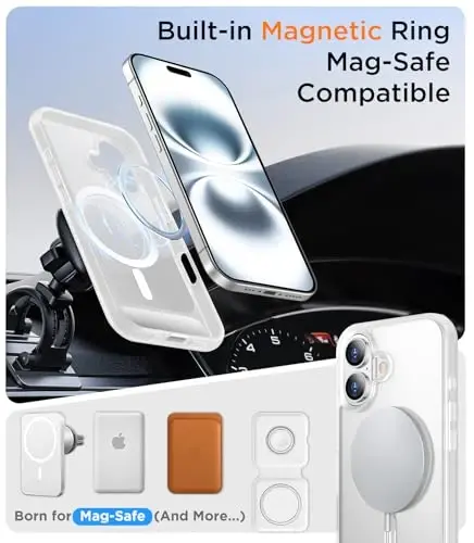 Temdan Magnetic Compatible with iPhone 16 Plus Case, [Built-in Invisible Kickstand][Compatible with MagSafe][Military Grade Shockproof] Slim Translucent Matte Phone Case for iPhone 16 Plus 6.7