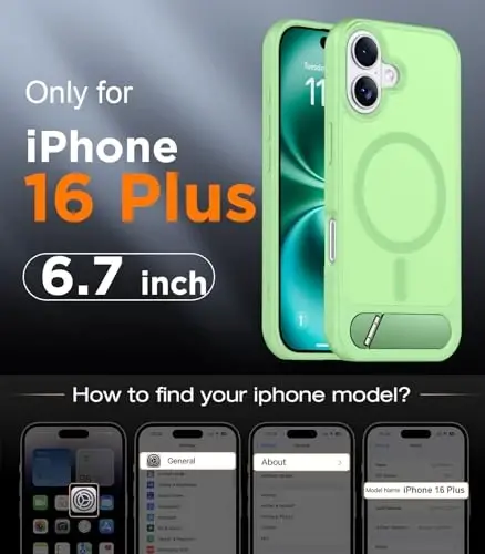 Temdan Magnetic Compatible with iPhone 16 Plus Case, [Built-in Invisible Kickstand][Compatible with MagSafe][Military Grade Shockproof] Slim Translucent Matte Phone Case for iPhone 16 Plus 6.7