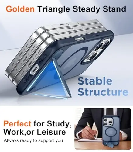 Temdan Magnetic Compatible with iPhone 16 Pro Case, [Built-in Invisible Kickstand][Compatible with MagSafe] [Military Grade Shockproof] Slim Translucent Matte Phone Case for iPhone 16 Pro 6.3