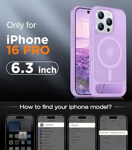 Temdan Magnetic Compatible with iPhone 16 Pro Case, [Built-in Invisible Kickstand][Compatible with MagSafe][Military Grade Shockproof] iPhone 16 Pro 6.3