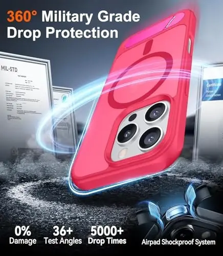 Temdan Magnetic Compatible with iPhone 16 Pro Case, [Built-in Invisible Kickstand][Compatible with MagSafe][Military Grade Shockproof] Slim Translucent Matte Phone Case for iPhone 16 Pro 6.3