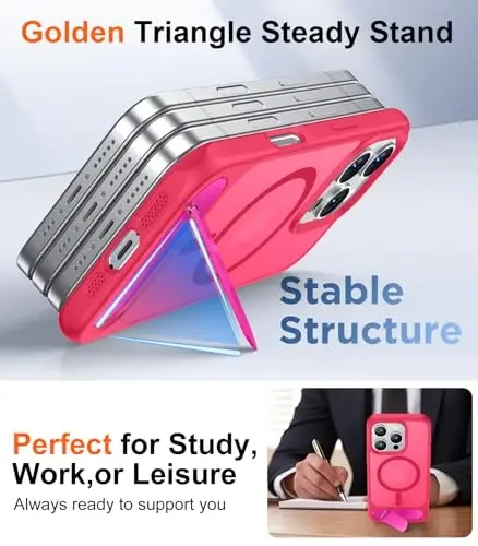 Temdan Magnetic Compatible with iPhone 16 Pro Case, [Built-in Invisible Kickstand][Compatible with MagSafe][Military Grade Shockproof] Slim Translucent Matte Phone Case for iPhone 16 Pro 6.3