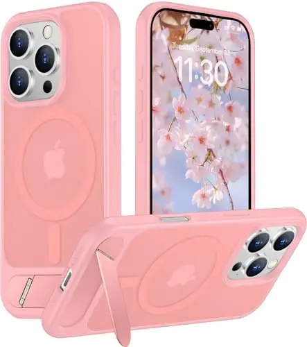 Temdan Magnetic Compatible with iPhone 16 Pro Case, [Built-in Invisible Kickstand][Compatible with MagSafe][Military Grade Shockproof] Slim Translucent Matte Phone Case for iPhone 16 Pro 6.3